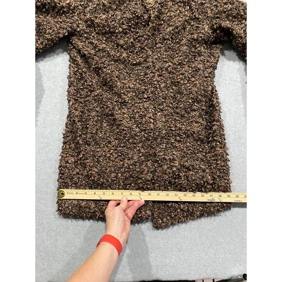 Marc New York Andrew Marc Curly Lamb Coat L Fuzzy Brown Shearling Cozy Soft - Picture 8 of 10